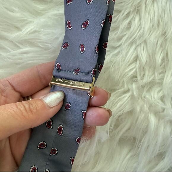 Unbranded | CAS West Germany Silk Adjustable Polka Dots Blue & Red Suspenders - Picture 3 of 3